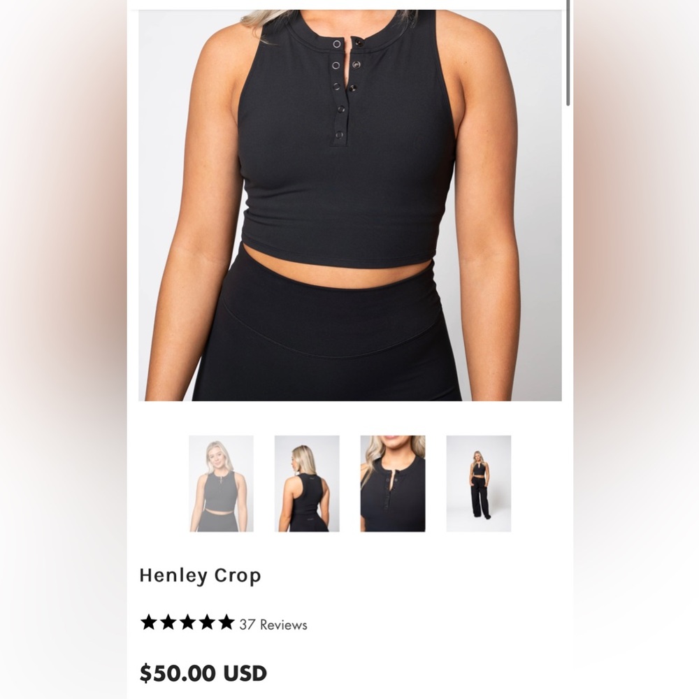 P’tula Black Henley crop size medium (no bra pads)